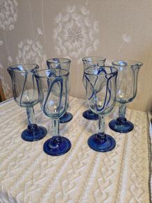 Hand blown rustic style wine glasses set of 6
