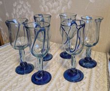 Hand blown rustic style wine glasses set of 6