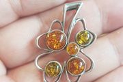 Amber Sterling Silver Clover