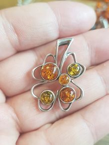 Amber Sterling Silver Clover
