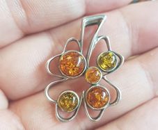 Amber Sterling Silver Clover