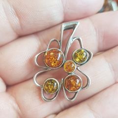 Amber Sterling Silver Clover