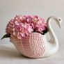 Vintage Style Pink & White Ceramic Swan Planter Vase 21cm Image 9
