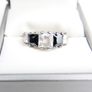 Vintage Sterling Silver 925  5-Stone Ring: Sapphire & Cubic Zirconia size P - 4,3g Image 2