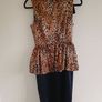 Leopard Print and Black Dress with Peplum Detail and Bow Image 2