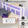 Single Bed Frame with Headboard&LED Lights,Heavy Duty Metal Platform Bed Frame Single with Charging Station, Image 4