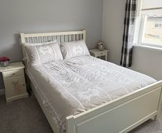 Double divan bed & mattress with frame & bed side tables