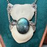 1 Soldered Taurus Bull Disc Bones with a Flashy Blue Labradorite Crystal Pendant Talisman Witchy Spiritual Amulet Image 4