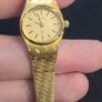 Vintage Glycine Swiss Ladies Quartz Watch - gold tone textured integrated mesh band Image 2