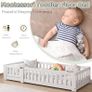 190x90 cm Toddler Floor Bed,3ft Montessori Floor Bed with Rails & Lockable Door,Single Children's Beds for Toddlers,Kids,Fall Protection Including Slatted Frame,White Solid Pine Image 6