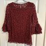 New Fig Women's Burgundy Crochet Top - Size medium Image 2