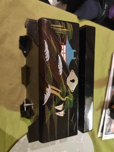 Vintage lacquered musical jewellery box