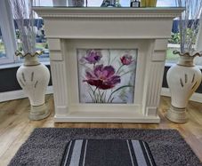 Fake Cream Fireplace with picture insert