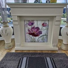 Fake Cream Fireplace with picture insert