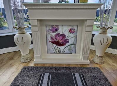 Fake Cream Fireplace with picture insert