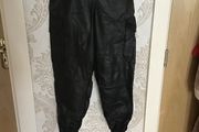 Black Leather Combat Trousers Size 10