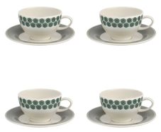 Portmeirion "Westerly"  Tea Cup and Saucer Set of 4