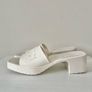 Rubber Block Heel Slides in Mystic White Image 7