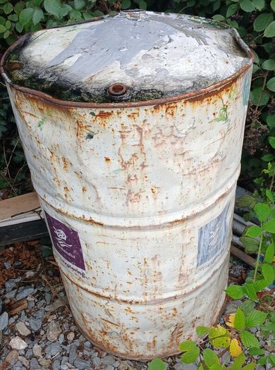 45 gallon barrel of galvanise paint.