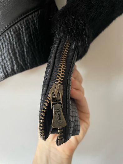 Versace jeans couture leather and fur jacket