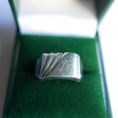 Vintage Nickel Silver Signet Ring - Classic size T