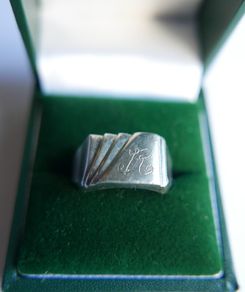 Vintage Nickel Silver Signet Ring - Classic size T