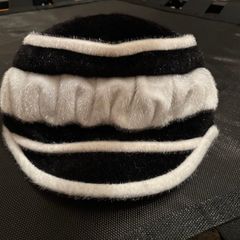 Stylish Black & White Hat Fluffy & Adjustable New Unused