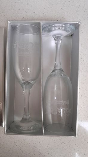 2 Boxed National Lottery Champagne Flutes