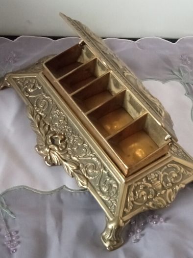 Vintage Large Art Nouveau  Brass Stamp Holder