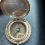 Solid Brass Push Button Compass Antique 3 Inch Nautical With Wooden Box Image 2