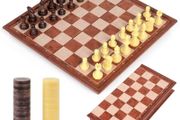 NEW SALE | Chess Set and Draughts Board Games 2 in 1 | Magnetic Chess Checkers Board Toys | Travel Folding Board and Chess Piece for Kids and Adult (25x25cm)