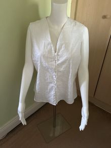 White cotton sleeveless blouse top