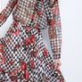 Zara blouse top printed floral houndstooth rose bow tie S Image 9