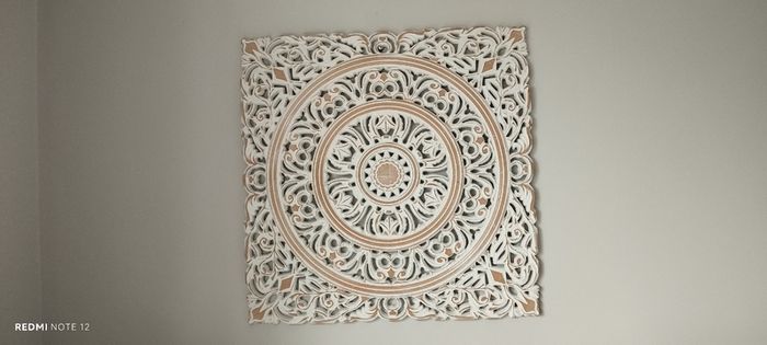 3 white washed Mandela wall art pieces