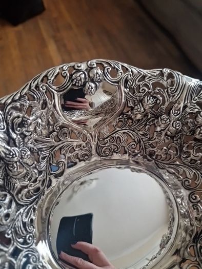 silverplate rose basket