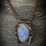 Antique Patinated Copper Wrapped Purple Labradorite Crystal on a Chunky Copper Chain Necklace Image 5