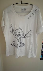 Primark Disney Stitch White with Navy Detailing T-Shirt