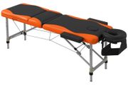 Foldable Massage Bed Portable Table, 3-Section Aluminium Foldable Beauty Couch, Professional Salon Spa Table with Headrest Support and Carry Bag, 60 cm Width, Black and Orange