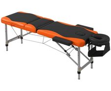 Foldable Massage Bed Portable Table, 3-Section Aluminium Foldable Beauty Couch, Professional Salon Spa Table with Headrest Support and Carry Bag, 60 cm Width, Black and Orange