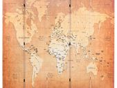 Folding Room Divider 200x170 cm World Map Yellow
