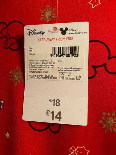 F&F Ladies Disney Christmas Dress - UK size 12 - (BNWT)