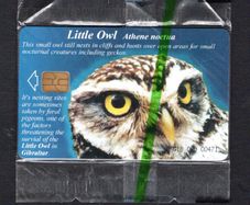 2001 Gibraltar 25 unit Wildlife of Gibraltar Little Owl (Siemens - S5 (Module 33)) Phonecard New in Packaging