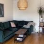 Large Green Velvet Corner Sofa. Excellent Condition Image 2