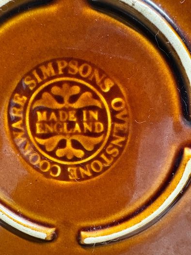 Vintage Simpsons Oven-to-Table Cookware Pie Dish - English Brown Ceramic Fluted Tart Baking Dish, Made in England Stoneware Bakeware, 1970s