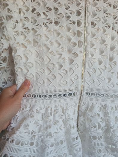 Lace crochet summer party dress very like self portrait white frills S 10