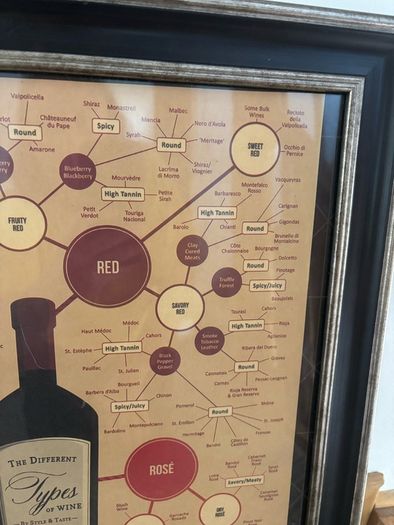 Large Framed Print of The Different Types of Wine