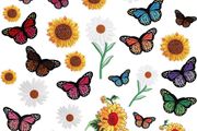 35pcs Butterfly Embroidered Iron on Patches Sunflower Cute Sew On Applique Patches for Clothing Iron on Patches for Jeans Clothing Hats Bags Arts Crafts (FREE POSTAGE)