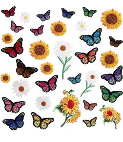 35pcs Butterfly Embroidered Iron on Patches Sunflower Cute Sew On Applique Patches for Clothing Iron on Patches for Jeans Clothing Hats Bags Arts Crafts (FREE POSTAGE)