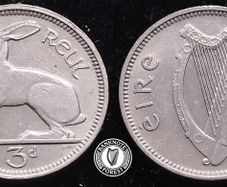 [#640] - Ireland 1961 | Irish 3d | Three Pence | Hare | KM.12a