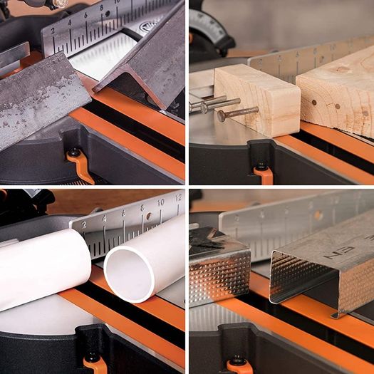 Compound Saw with Multi-Material Cutting, 45 Degree Bevel, 50 Degree Mitre, 210 mm Slide, 1200 W, 210 mm, 230 V, 3 Year Warranty (FREE POSTAGE)